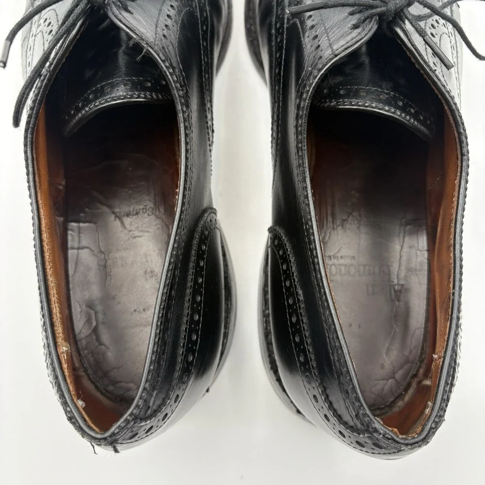 Allen Edmonds Sanford 10.5 D Black Leather Brogue Cap Toe Derby Dress Shoes